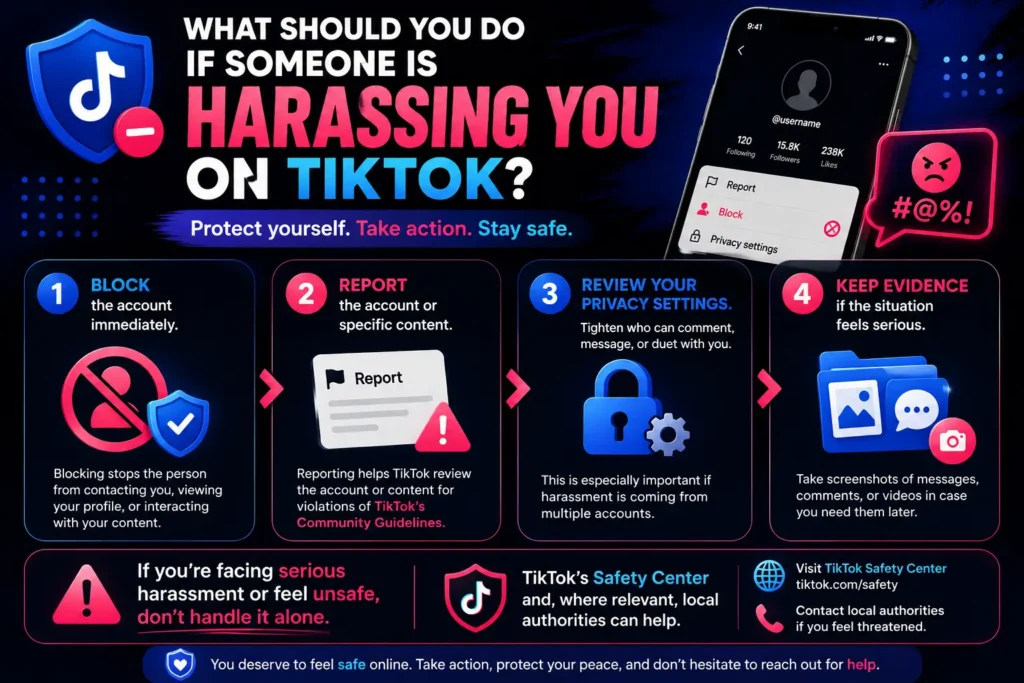 Steps to Follow when someone is Harassing you on TikTok