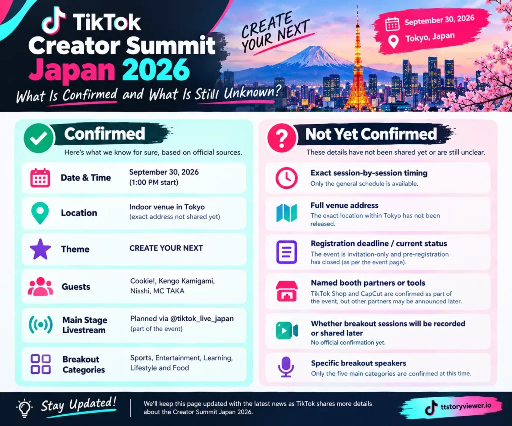 TikTok Creator Summit Japan 2026 Infographic